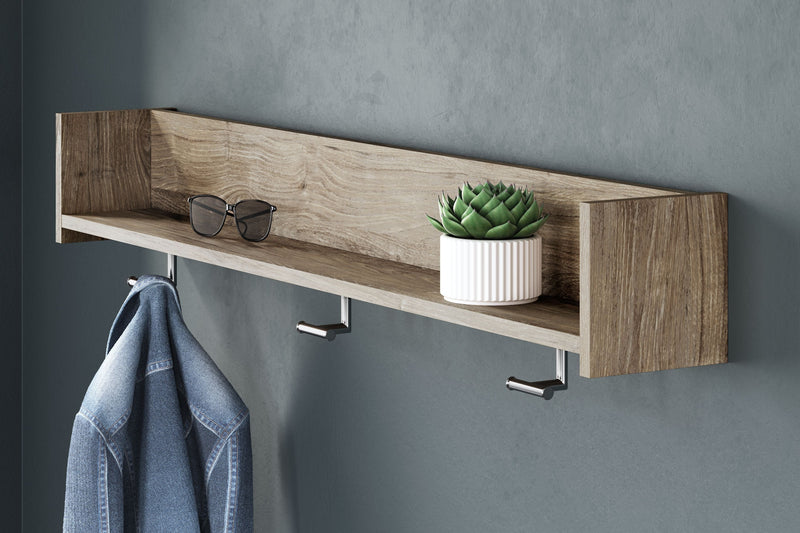 Oliah - Natural - Wall Mounted Coat Rack W/shelf-Washburn's Home Furnishings