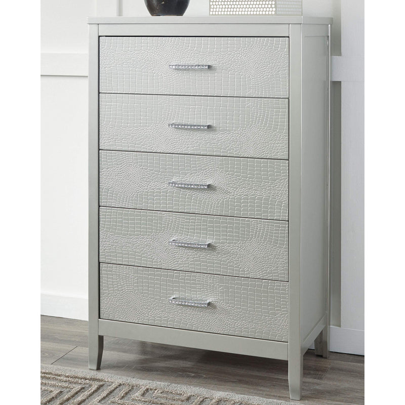 Olivet - Silver - Five Drawer Chest-Washburn's Home Furnishings