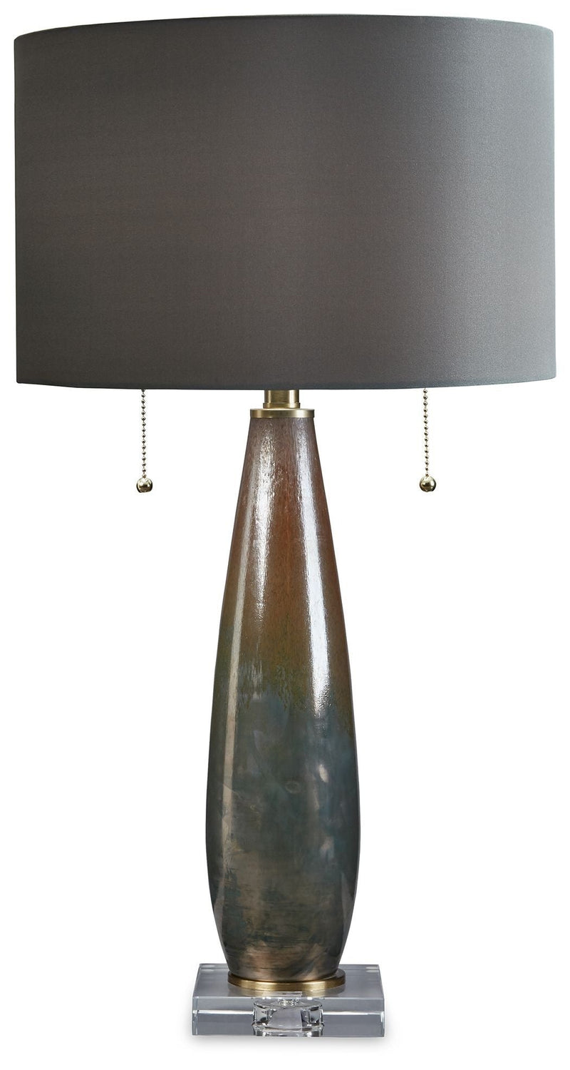 Oranburg - Gray/brown - Glass Table Lamp (1/cn)-Washburn's Home Furnishings