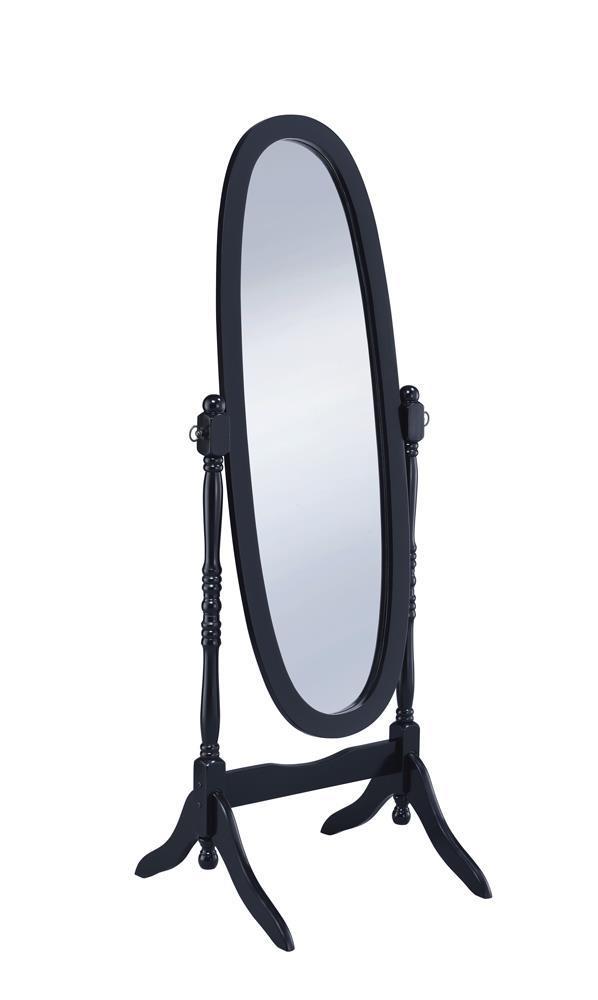 Oval Cheval Mirror - Black-Washburn's Home Furnishings