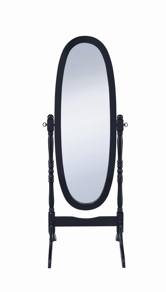 Oval Cheval Mirror - Black-Washburn's Home Furnishings