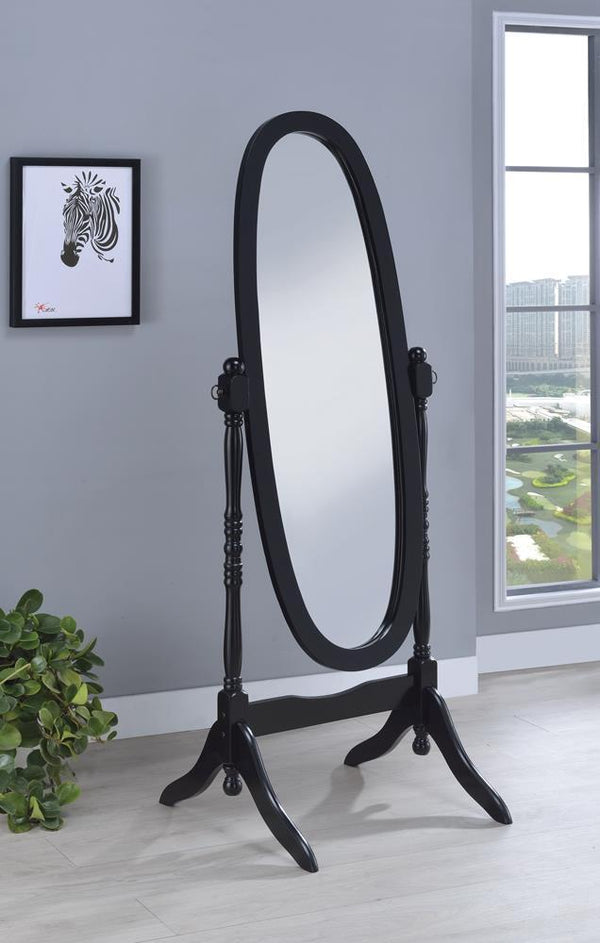 Oval Cheval Mirror - Black-Washburn's Home Furnishings