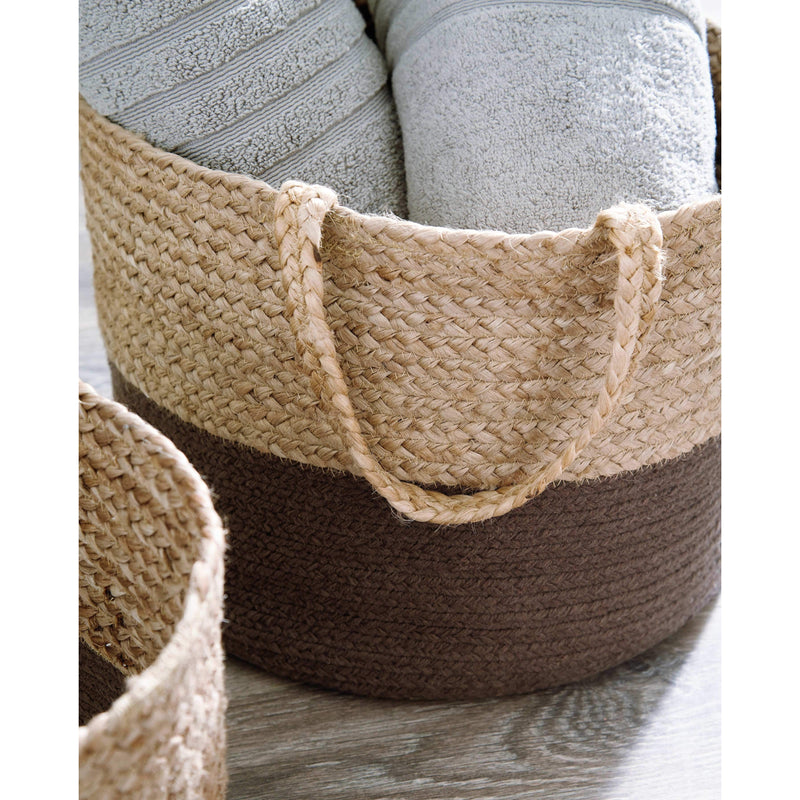 Parrish - Natural/charcoal - Basket Set (2/cn)-Washburn's Home Furnishings