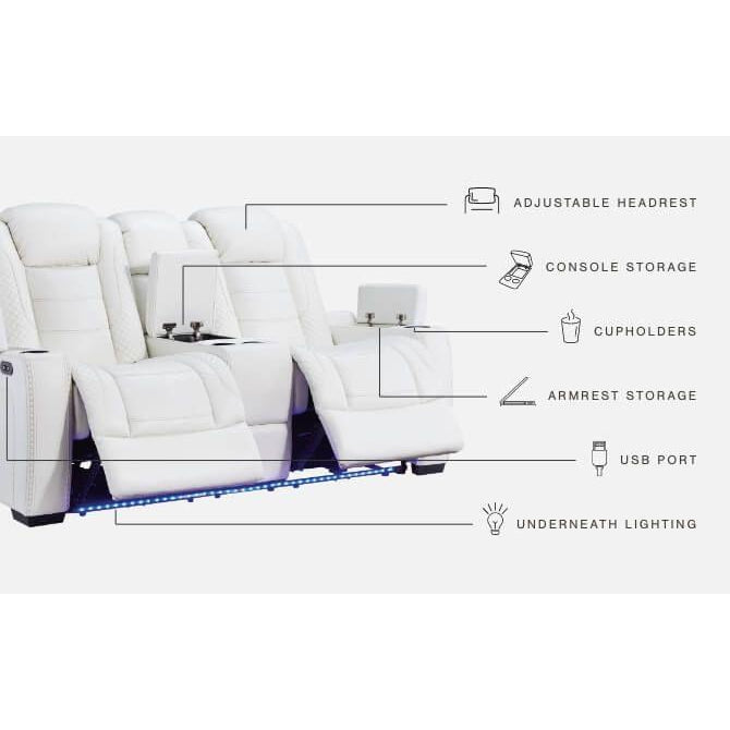 Party - White - Pwr Rec Loveseat/con/adj Hdrst-Washburn's Home Furnishings