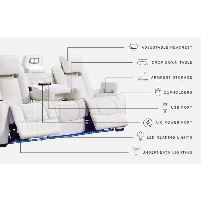 Party - White - Pwr Rec Sofa With Adj Headrest-Washburn's Home Furnishings