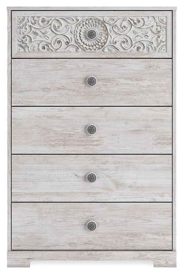 Paxberry - Whitewash - Five Drawer Chest-Washburn's Home Furnishings