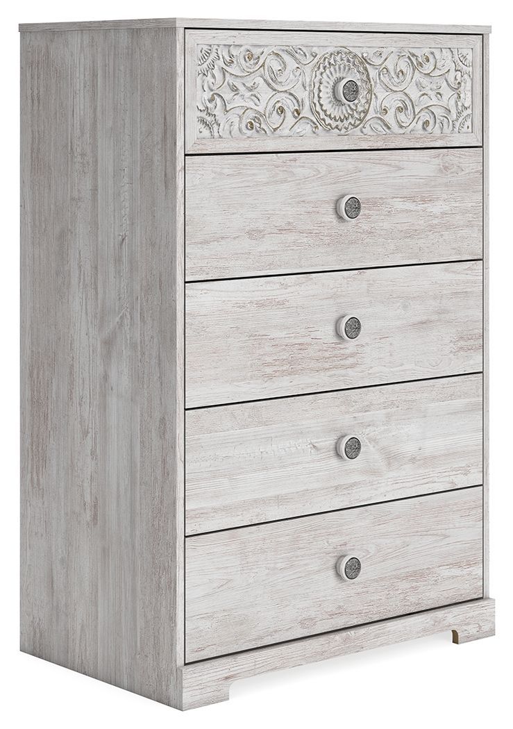 Paxberry - Whitewash - Five Drawer Chest-Washburn's Home Furnishings