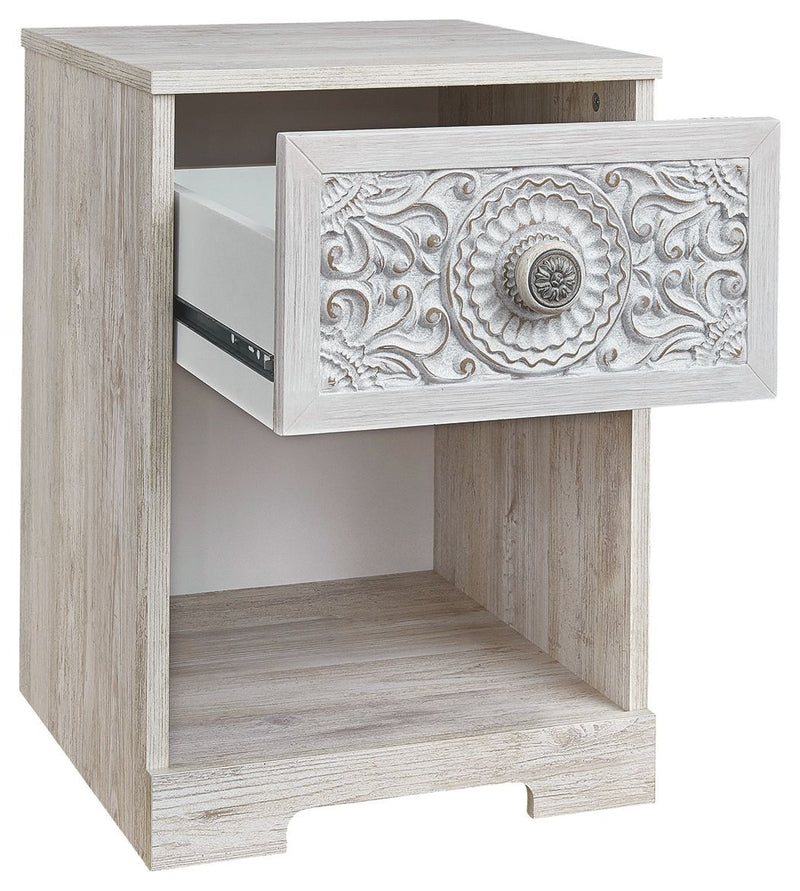 Paxberry - Whitewash - One Drawer Night Stand-Washburn's Home Furnishings