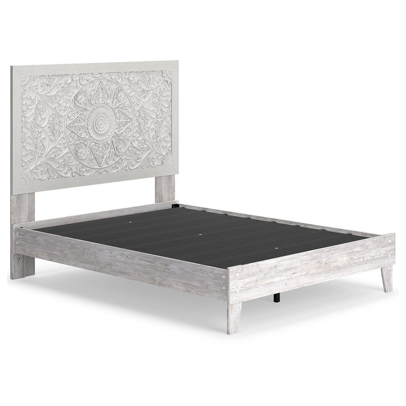 Paxberry - Whitewash - Queen Panel Platform Bed-Washburn's Home Furnishings