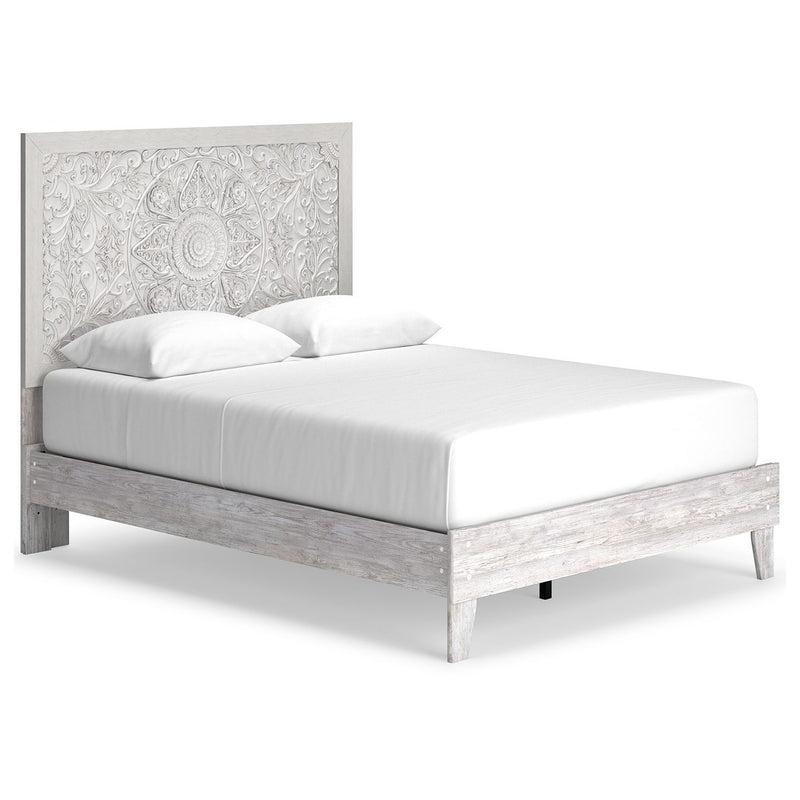 Paxberry - Whitewash - Queen Panel Platform Bed-Washburn's Home Furnishings