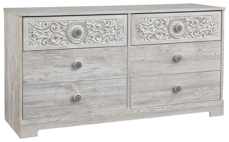 Paxberry - Whitewash - Six Drawer Dresser - Vinyl-wrapped-Washburn's Home Furnishings