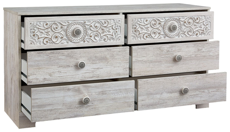 Paxberry - Whitewash - Six Drawer Dresser - Weatherworn-Washburn's Home Furnishings