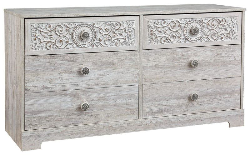 Paxberry - Whitewash - Six Drawer Dresser - Weatherworn-Washburn's Home Furnishings