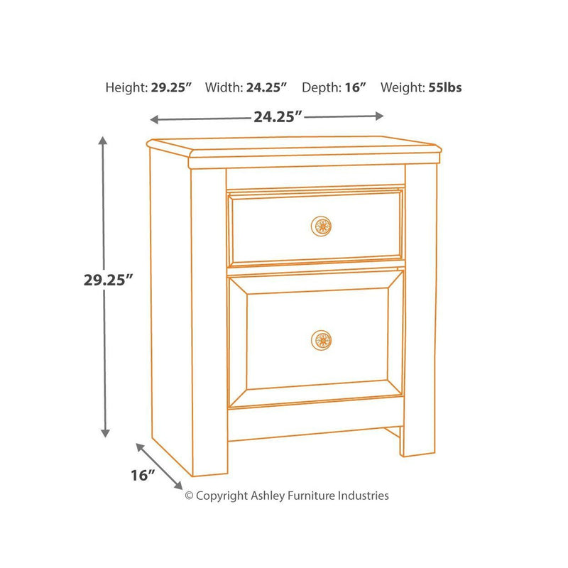 Paxberry - Whitewash - Two Drawer Night Stand-Washburn's Home Furnishings