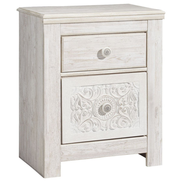 Paxberry - Whitewash - Two Drawer Night Stand-Washburn's Home Furnishings