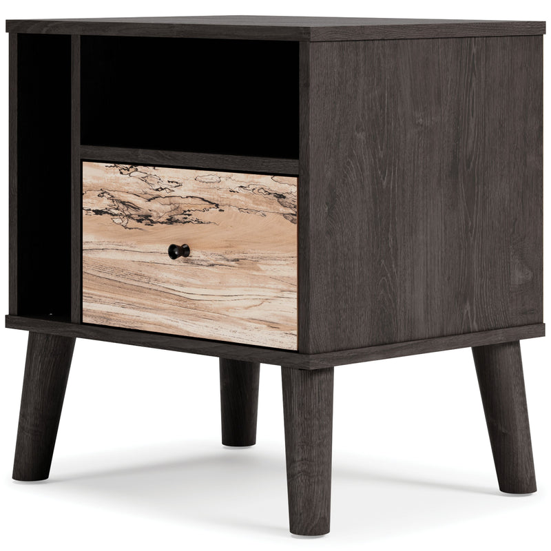 Piperton - Brown / Black - One Drawer Night Stand - Vinyl-wrapped-Washburn's Home Furnishings