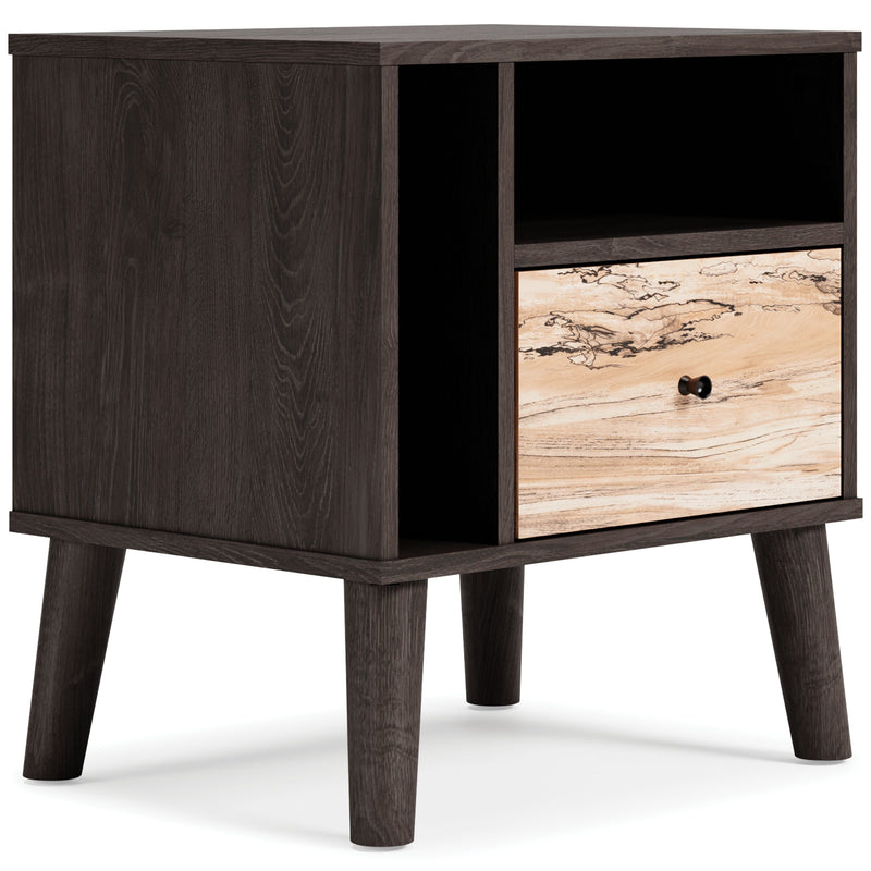 Piperton - Brown / Black - One Drawer Night Stand - Vinyl-wrapped-Washburn's Home Furnishings