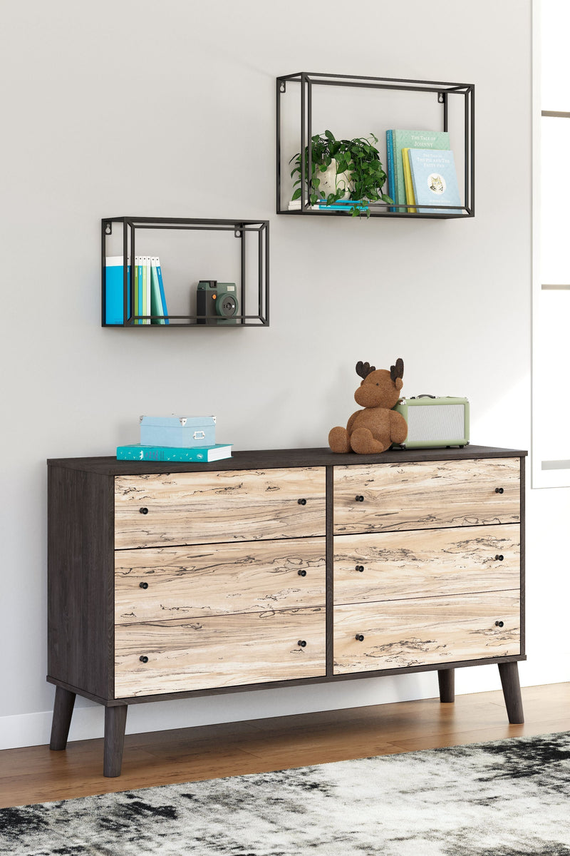 Piperton - Brown / Black - Six Drawer Dresser-Washburn's Home Furnishings