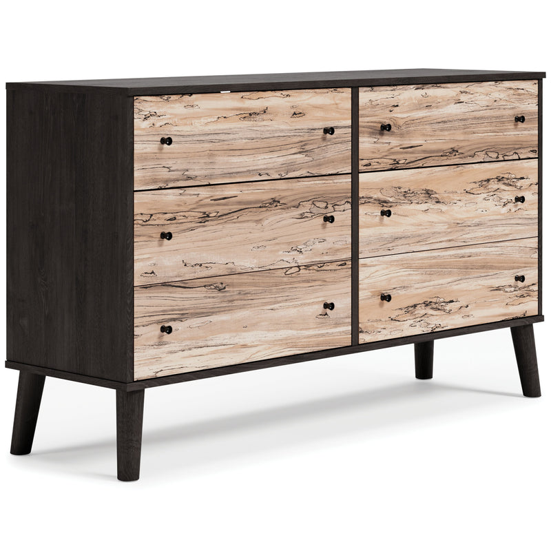 Piperton - Brown / Black - Six Drawer Dresser-Washburn's Home Furnishings