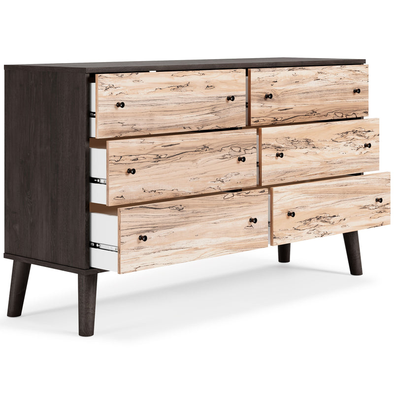 Piperton - Brown / Black - Six Drawer Dresser - Vinyl-wrapped-Washburn's Home Furnishings