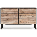 Piperton - Brown / Black - Six Drawer Dresser - Vinyl-wrapped-Washburn's Home Furnishings