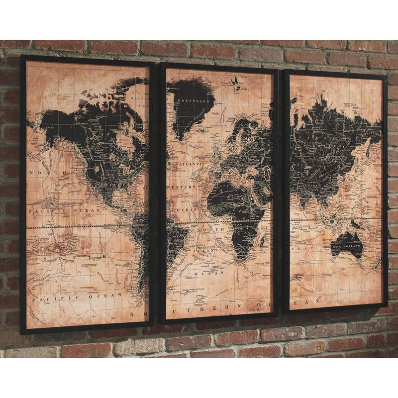 Pollyanna - Tan/black - Wall Art Set (3/cn)-Washburn's Home Furnishings