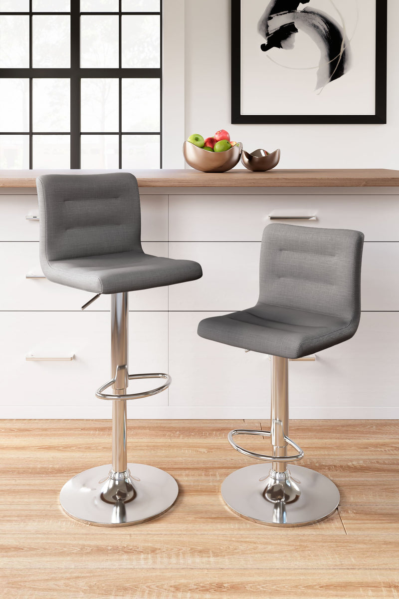 Pollzen - Gray - Bar Height Bar Stool (set Of 2)-Washburn's Home Furnishings