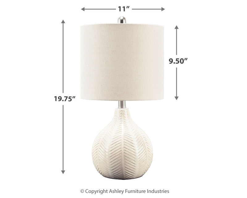 Rainermen - Off White - Ceramic Table Lamp (1/cn)-Washburn's Home Furnishings