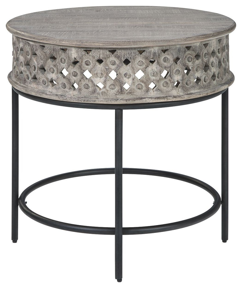 Rastella - Gray/black - Round End Table-Washburn's Home Furnishings