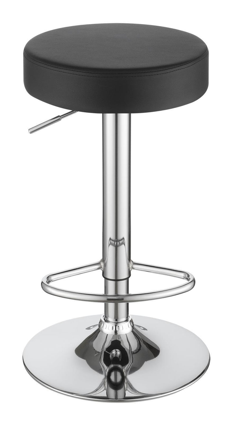 Rec Room/ Bar Tables: Chrome/glass - Adjustable Bar Stool - Black-Washburn's Home Furnishings