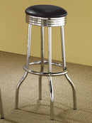 Rec Room/ Bar Tables: Chrome/glass - Swivel Bar Stool - Black-Washburn's Home Furnishings