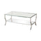 Rectangular Coffee Table With Mirrored Shelf - Pearl Silver-Washburn's Home Furnishings