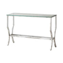 Rectangular Sofa Table With Mirrored Shelf - Pearl Silver-Washburn's Home Furnishings