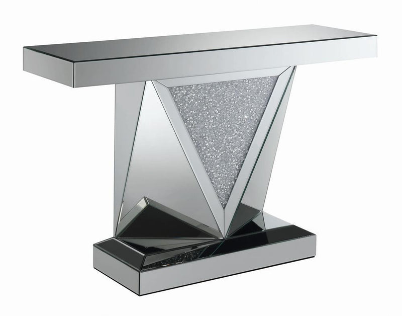 Rectangular Sofa Table With Triangle Detailing - Pearl Silver-Washburn's Home Furnishings