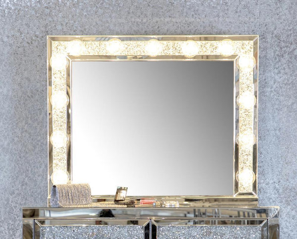 Rectangular Table Mirror With Lighting - Pearl Silver-Washburn's Home Furnishings