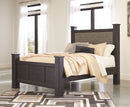 Reylow - Dark Brown - King Upholstered Poster Bed-Washburn's Home Furnishings