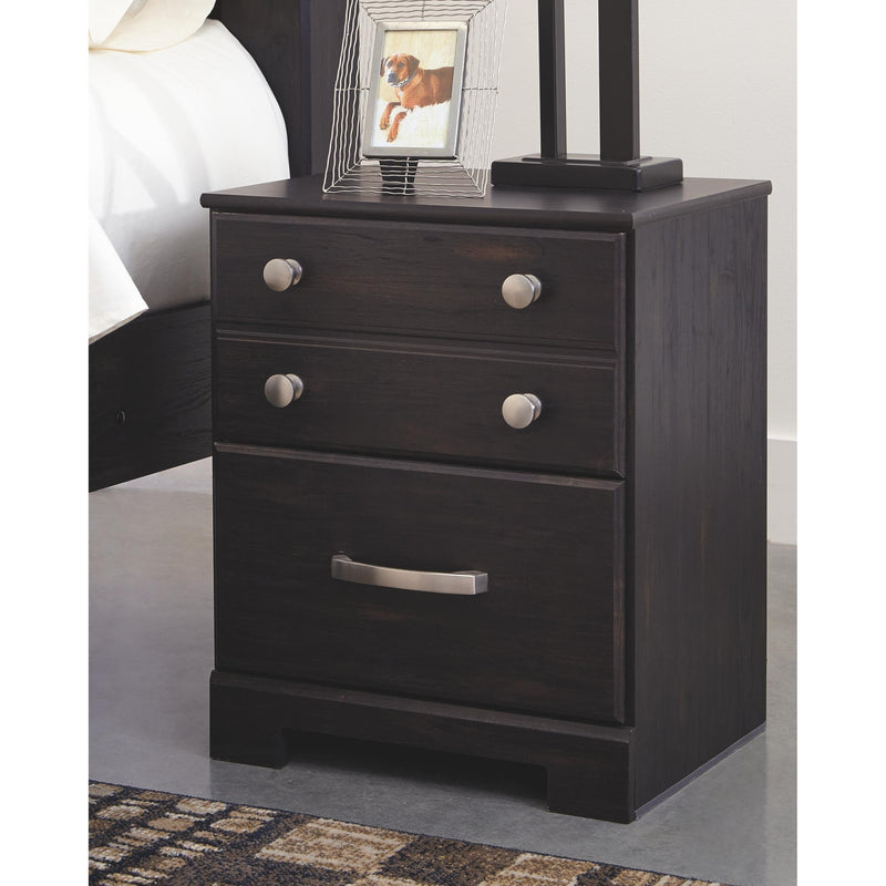 Reylow - Dark Brown - Two Drawer Night Stand-Washburn's Home Furnishings