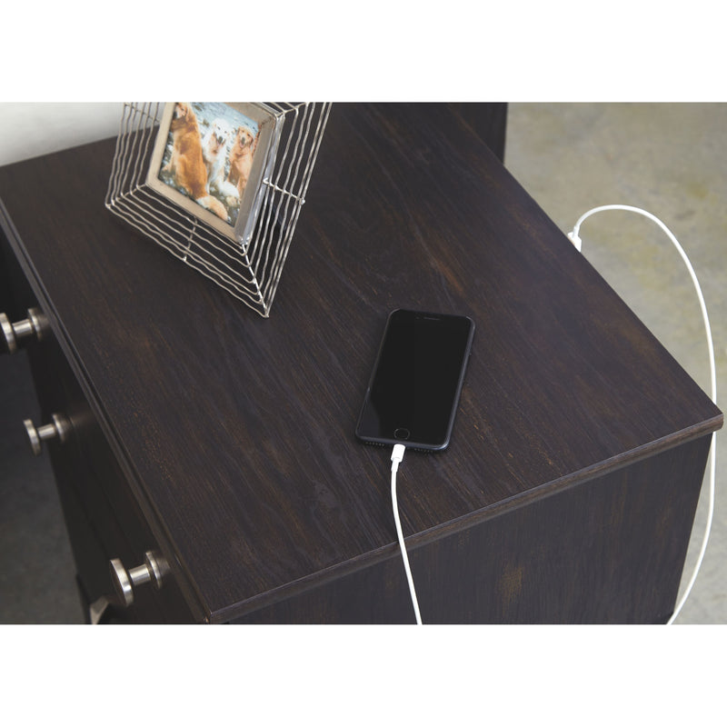 Reylow - Dark Brown - Two Drawer Night Stand-Washburn's Home Furnishings