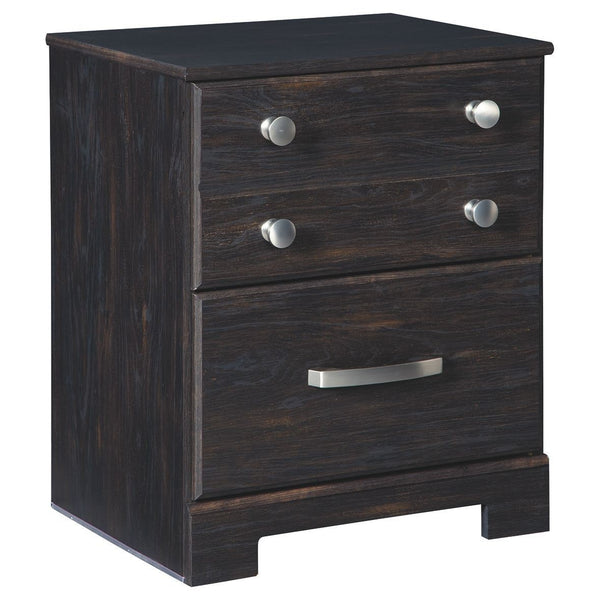 Reylow - Dark Brown - Two Drawer Night Stand-Washburn's Home Furnishings