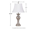 Rishona - Brushed Silver Finish - Metal Table Lamp (2/cn)-Washburn's Home Furnishings