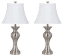 Rishona - Brushed Silver Finish - Metal Table Lamp (2/cn)-Washburn's Home Furnishings