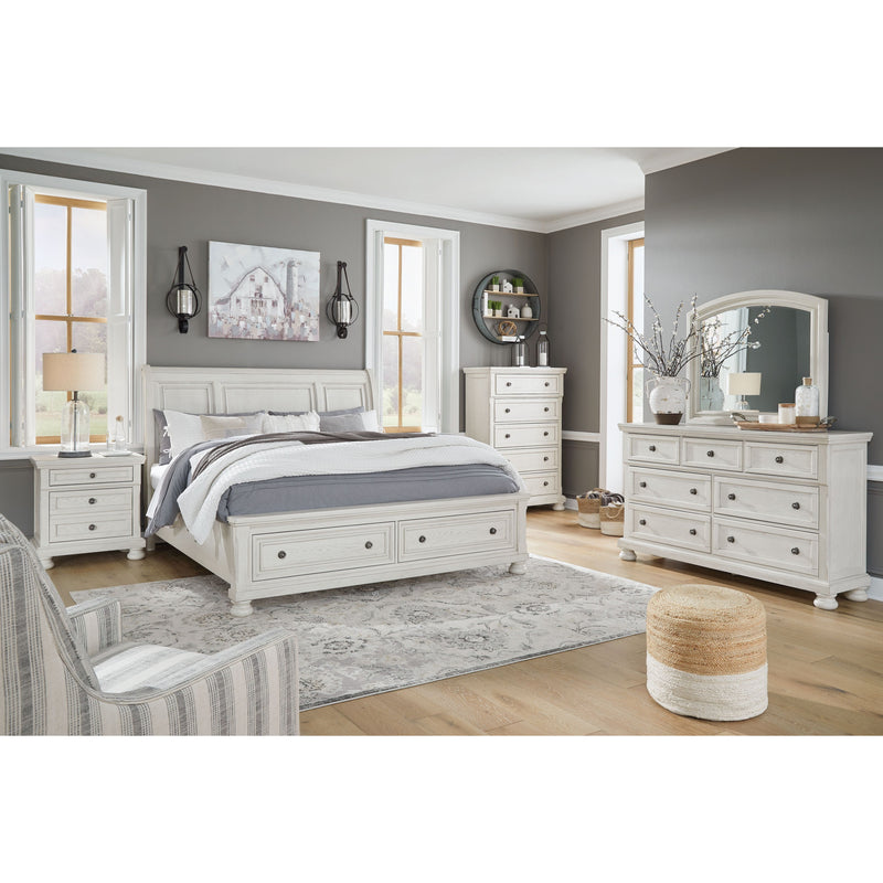 Robbinsdale - Antique White - California King Sleigh Bed With 2 Storage Drawers-Washburn's Home Furnishings