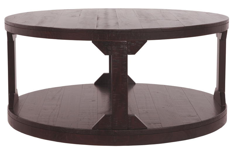 Rogness - Rustic Brown - Round Cocktail Table-Washburn's Home Furnishings