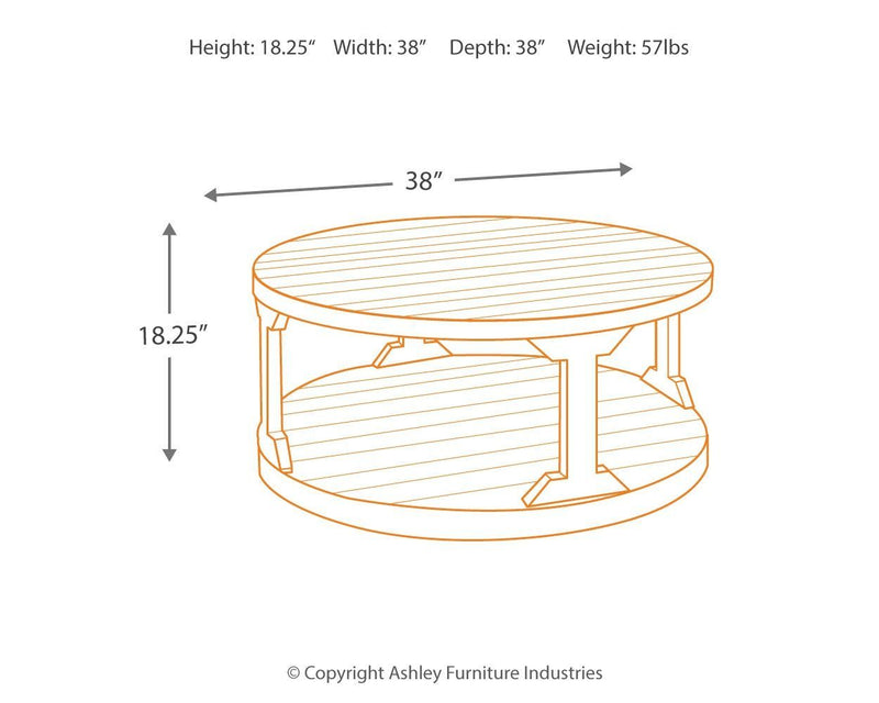 Rogness - Rustic Brown - Round Cocktail Table-Washburn's Home Furnishings