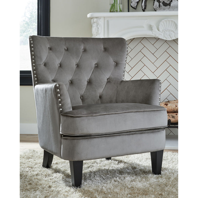 Romansque - Gray - Accent Chair - Velvety-Washburn's Home Furnishings