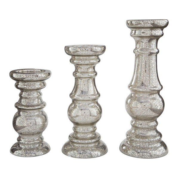 Rosario - Silver Finish - Candle Holder Set (3/cn)-Washburn's Home Furnishings