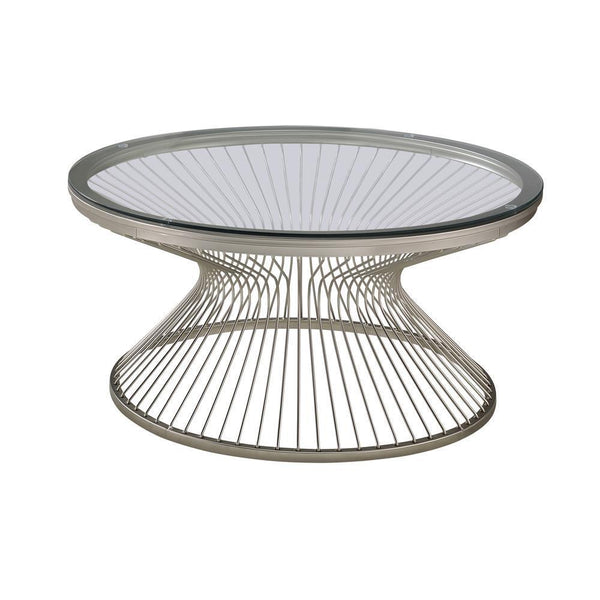 Round Glass Top Coffee Table - Pearl Silver-Washburn's Home Furnishings