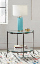 Round Glass Top End Table - Gray-Washburn's Home Furnishings