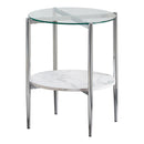 Round Glass Top End Table - White-Washburn's Home Furnishings