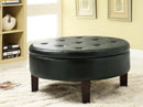 Round Tufted Upholstered Storage Ottoman - Black-Washburn's Home Furnishings